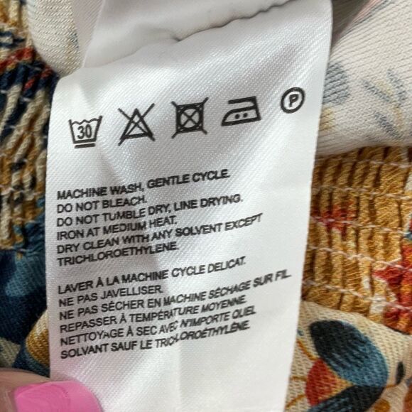 Anthropologie Farm Rio Brown Blue Bambina 3/4 Sleeve Square Neck Blouse Size XS - Picture 6 of 8